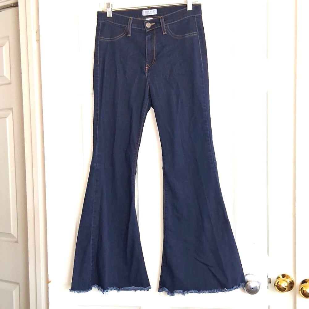 Judy Blue High Waist Super Flare Blue Dark Wash Denim Jeans #8396